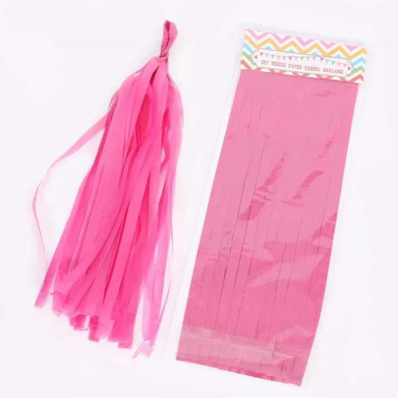 rose Red 5pcs Tissue Tassels Balloon Tassels Banner Wedding Photo Prop Birthday Decoration Pink Gold Bridal Shower Pink Gold Bridal Show - Color: rose Red