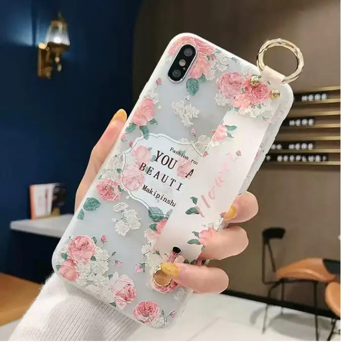 Ourdeals карамельный цвет на запястье цепочка чехол для телефона для iphone 8 6 6s plus XS MAX X мягкий чехол для iphone 7 Чехол для XR чехол Cuque - Цвет: Слоновая кость