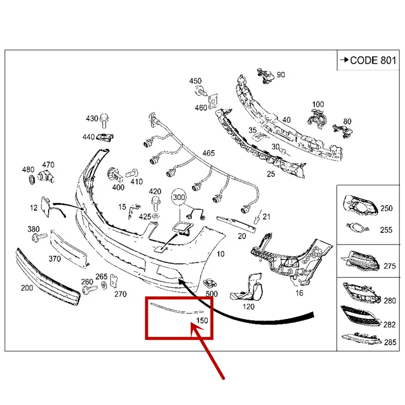 Передний бампер Блестящий орнамент W204 C180 C200 C260 C280 C300 2011-2013 mercedesbenzC уровень