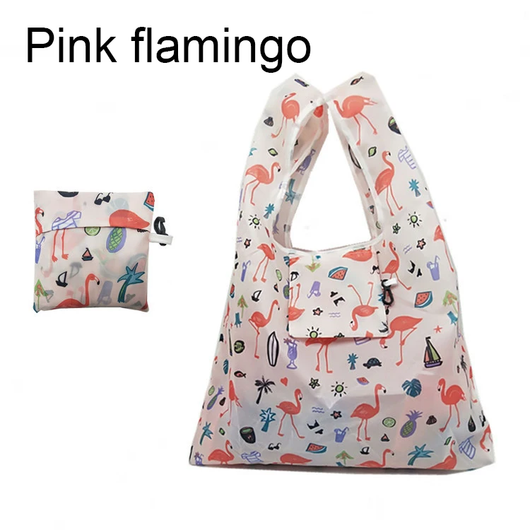 Pink flamingo Женская Складная Эко сумка для покупок, переносная многоразовая сумка для хранения продуктов, кактус, фламинго, в горошек - Цвет: Pink flamingo