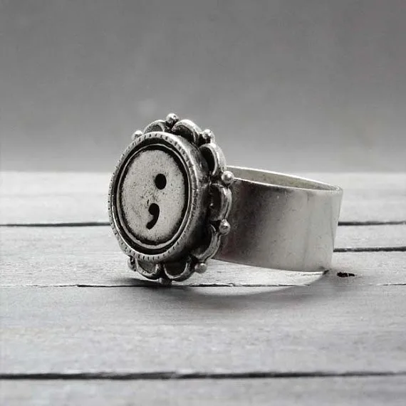 Semicolon Rings Alloy My story isn't over yet Jewelry handstamped rings Suicide Awareness YLQ0302 | Украшения и аксессуары