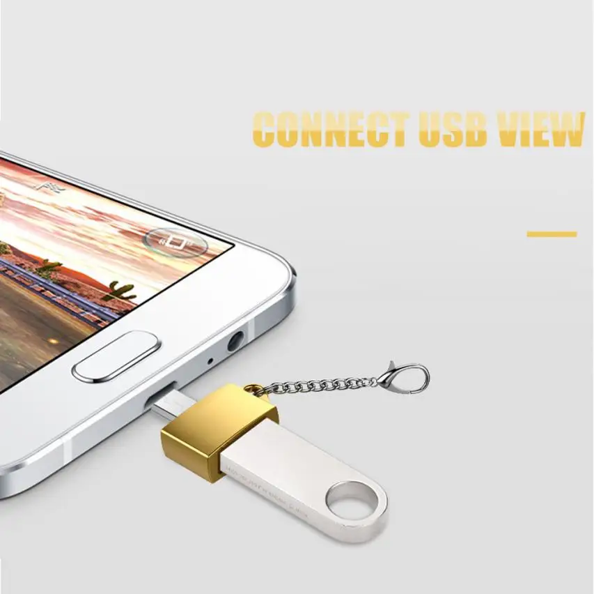 Металлический Micro USB Мужской к USB 2,0 A Женский Адаптер конвертера OTG с брелоком Аксессуары для мобильных телефонов
