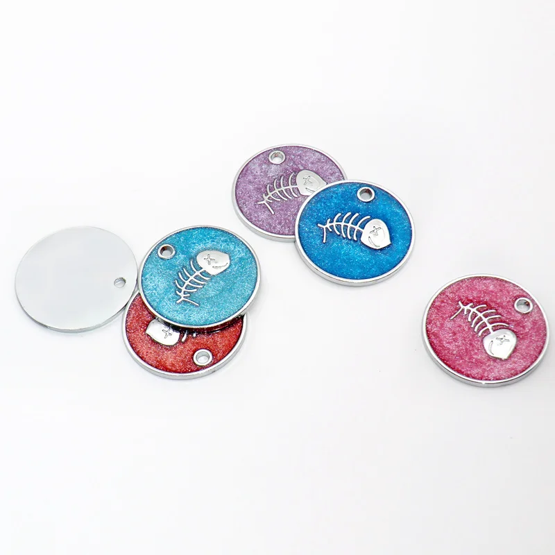 

wholesale 100Pcs Customized Dog ID Tag Pet Personalized Tags Engraved Round Fish Pet Nameplate Pendant For Dogs Cats Blank Tags