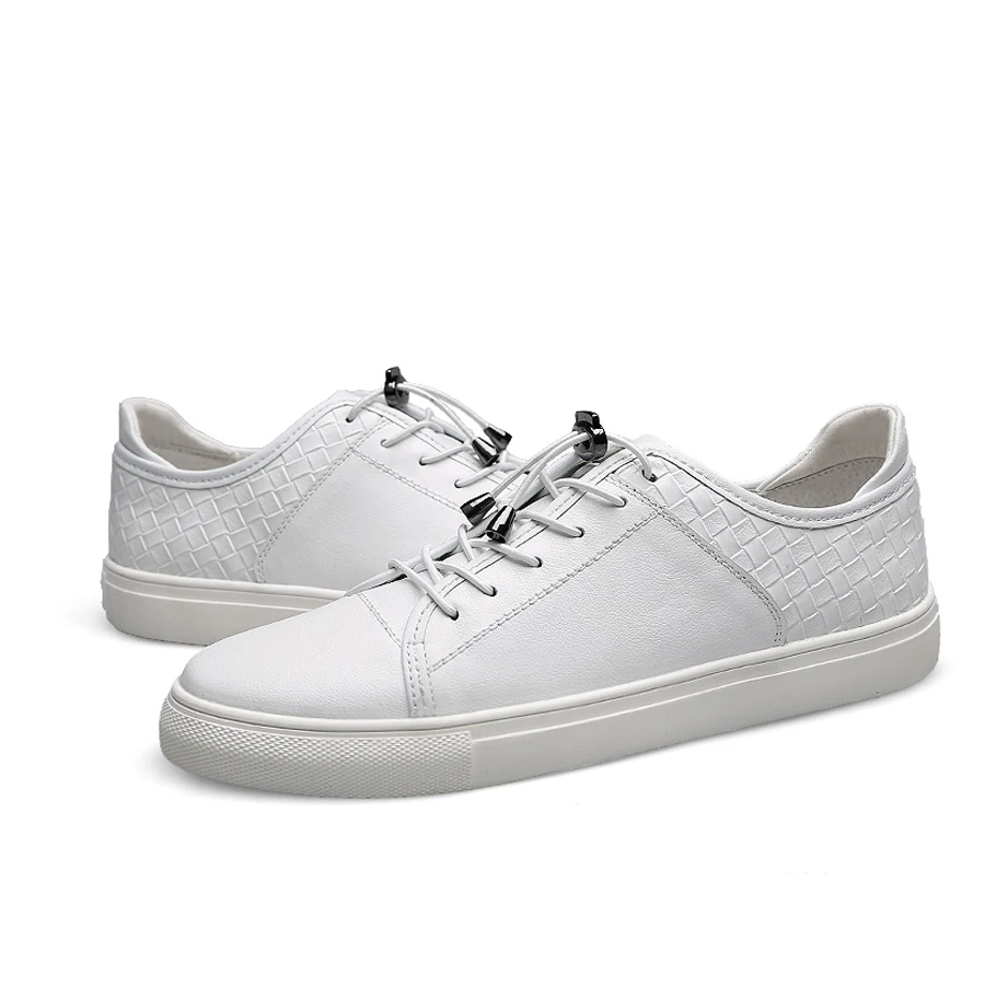 MYLRINA Men's White Leather Casual Shoes Sneakers Brogue Style Fashion Flats Brand Spring Autumn Male Loafers Krasovki Men | Обувь