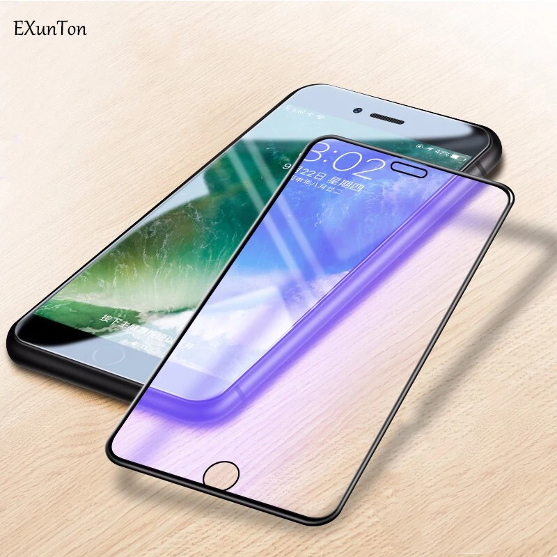 EXUNTON анти синее закаленное стекло 2.5D Защита экрана для iPhone 6 7 8 Plus Защитная пленка