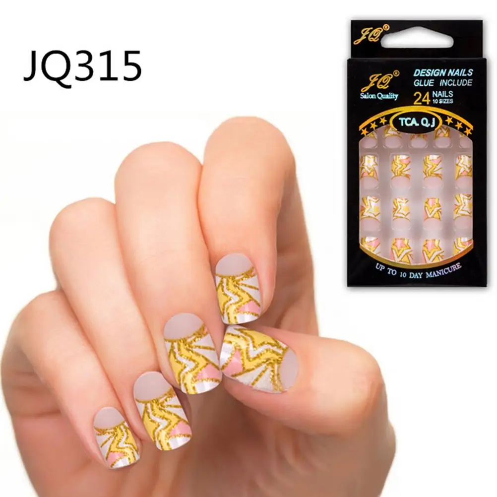 24Pcs/1Set Healthy-looking Fake False Nails Natural French Acrylic Nail Art Design Tips | Красота и здоровье
