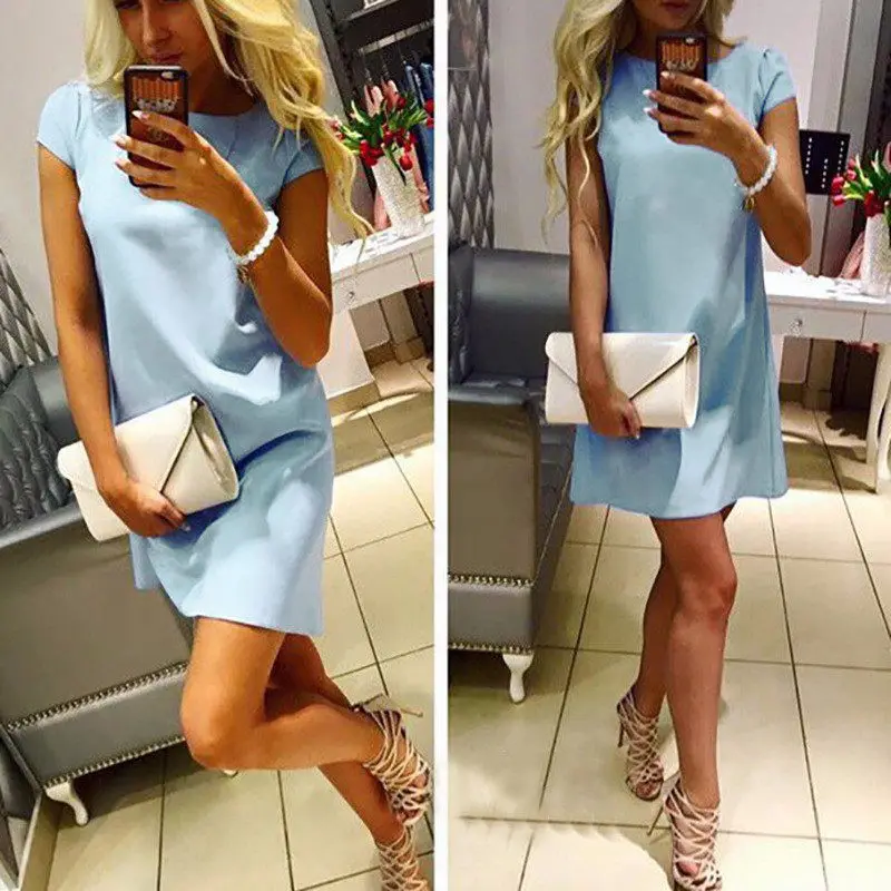 Новое поступление летнее платье 2018 короткий рукав Повседневное мини