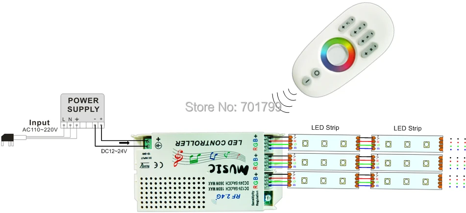 2.4Ghz RF LED RGB Music ControllerDC12-24V input3A*3CH output | Лампы и освещение