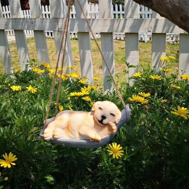 Puppy Качели для внутреннего двора, имитация кроликов, резиновые качели для животных, Висячие садовые растения, карликовые микро Ландшафтные садовые украшения для сада - Цвет: Puppy