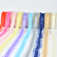 solid color satin ribbon double ruffle ribbon 16mm 20 yards diy bows handmade hairclip sewing accessories ribbons