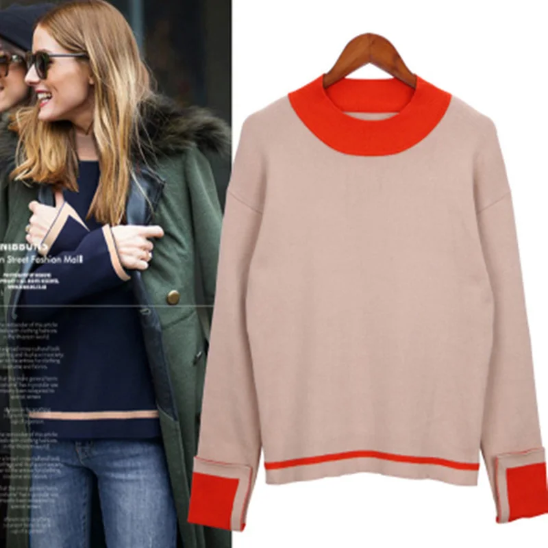 Merched лоскутное свободные пуловеры свитер Повседневная Женская Краткая