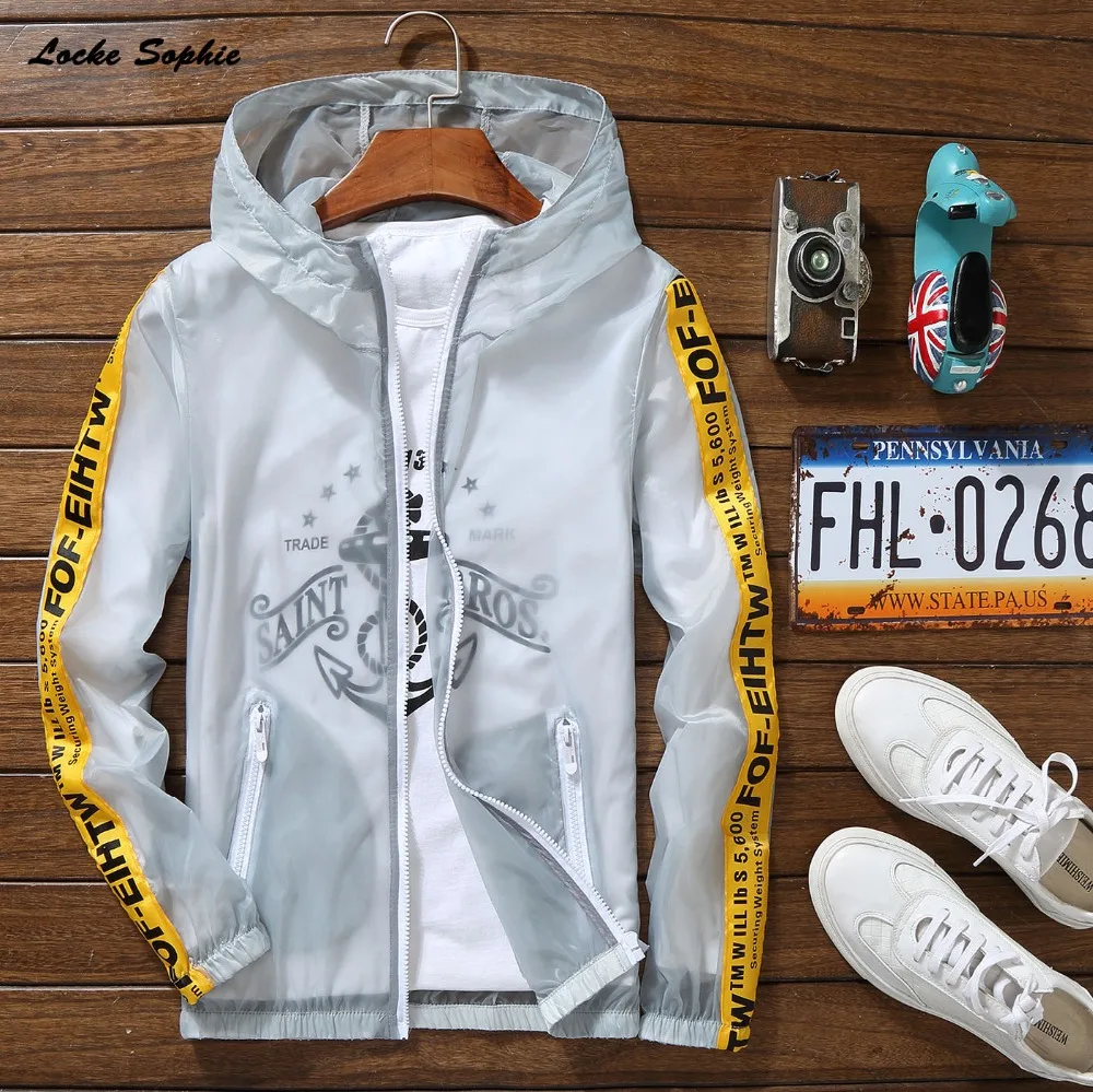 1pcs Men Plus size zipper jackets coats 2020 Summer Fashion Breathable thin splicing Hooded Coats Travel jacket | Мужская одежда
