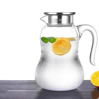 2l large capacity filter flower teapot explosion proof heat resistant glass kettle with lid handle juice pot home