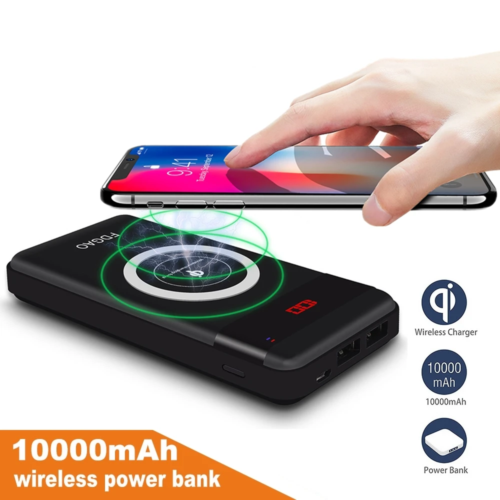 FDGAO 20000 мАч QI Беспроводное зарядное устройство внешний аккумулятор для iPhone X 8 Plus