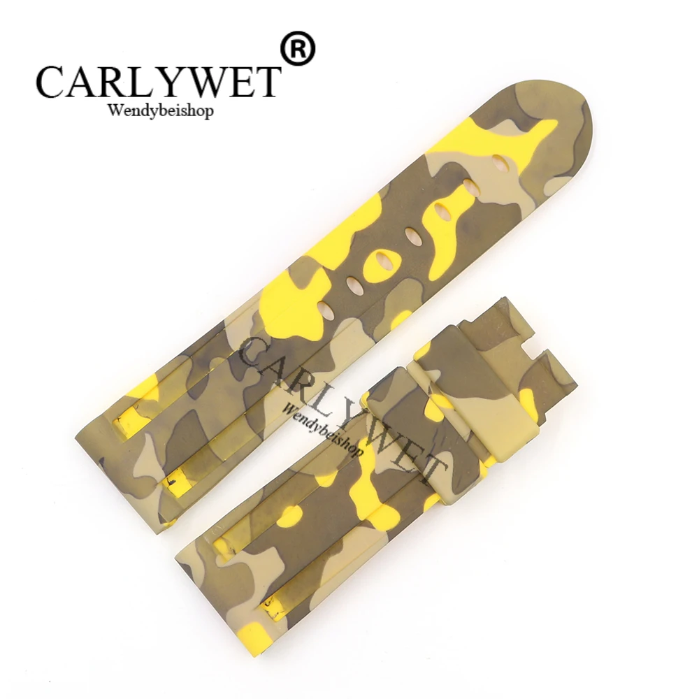 CARLYWET 24 мм Камуфляжный желтый Водонепроницаемый силиконовый резиновый сменный