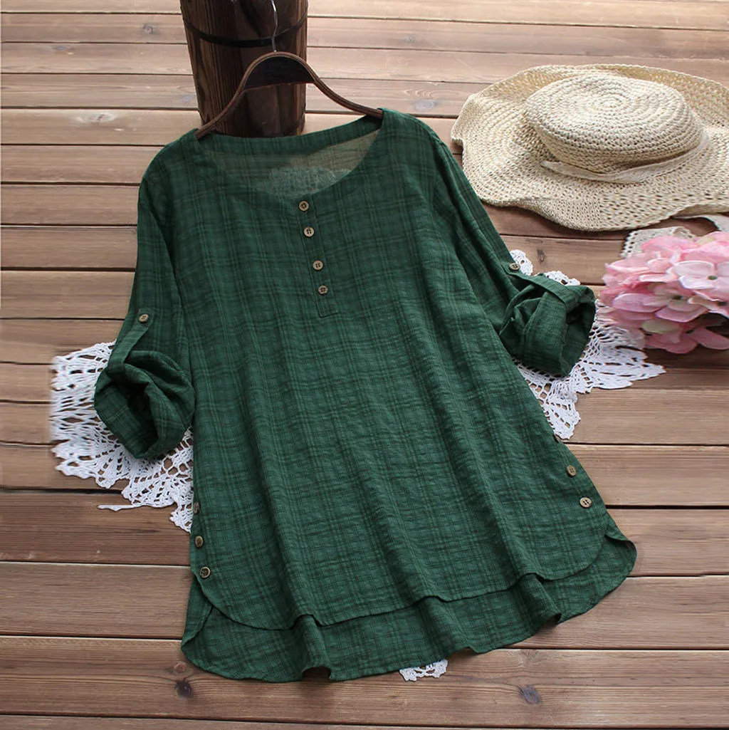 Женские блузки Camisa Feminina, повседневные хлопковые топы с пуговицами размера плюс, футболка, сетчатая Свободная блузка Chemise Femme