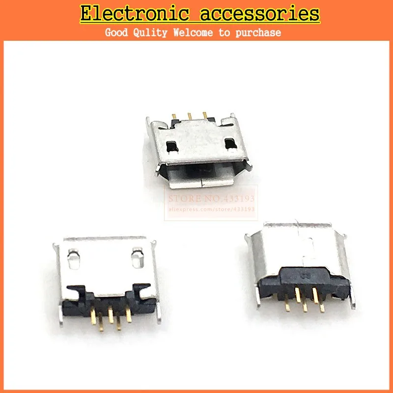 100 шт./лот гнездовой разъем Micro USB 5pin типа B для телефона 5 контактный зарядки