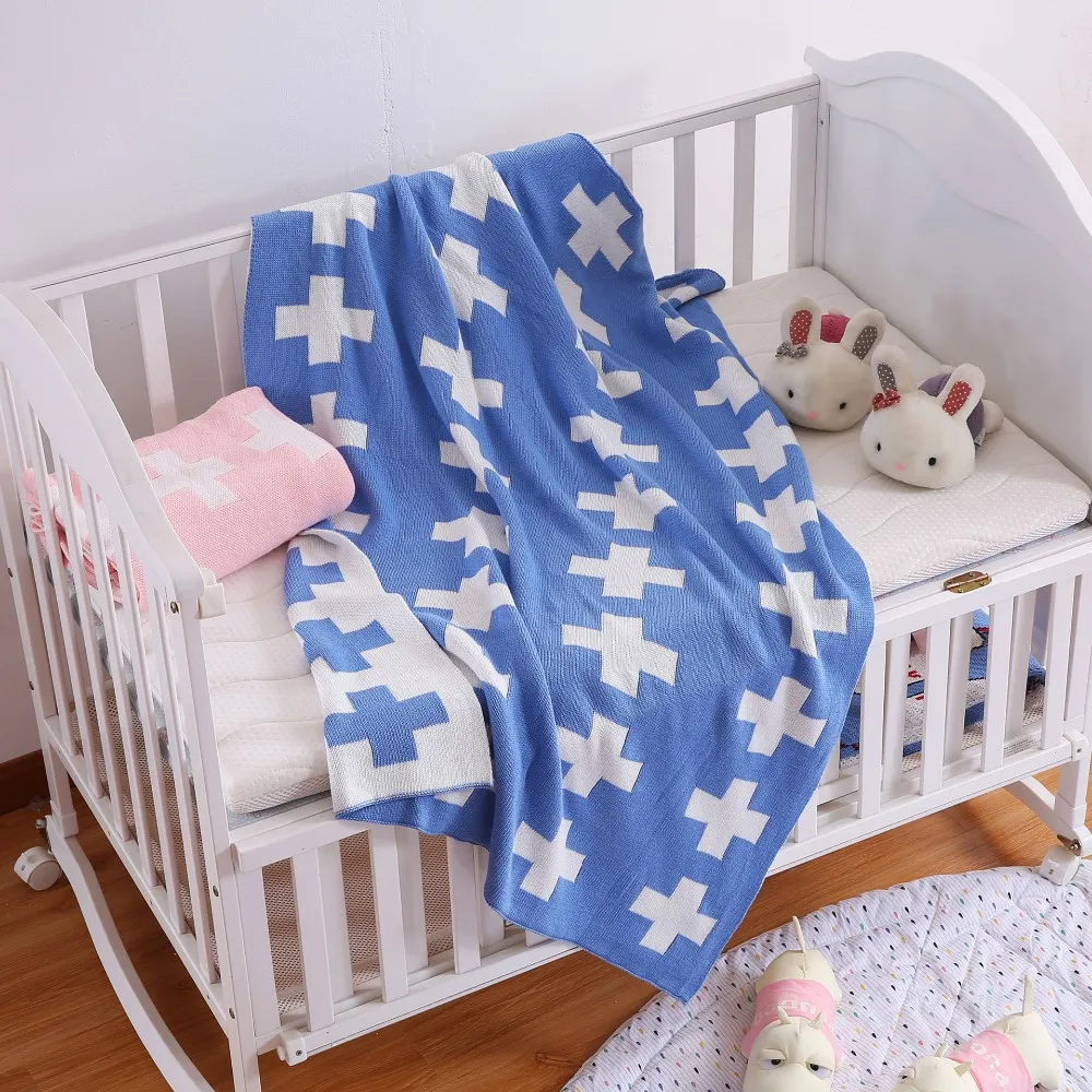 2017 Original Brand 100% Cotton Thick Black White Cross Blanket Newborn Swaddle Baby Bedding Knitted Blankets Cama Play Mat | Дом и сад
