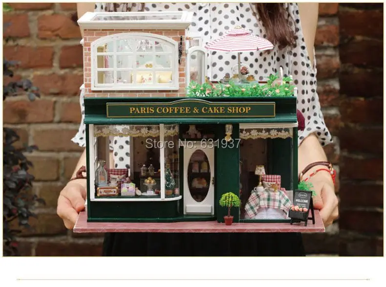 Большой кукольный дом ручной работы миниатюрная кофейня креативная модель