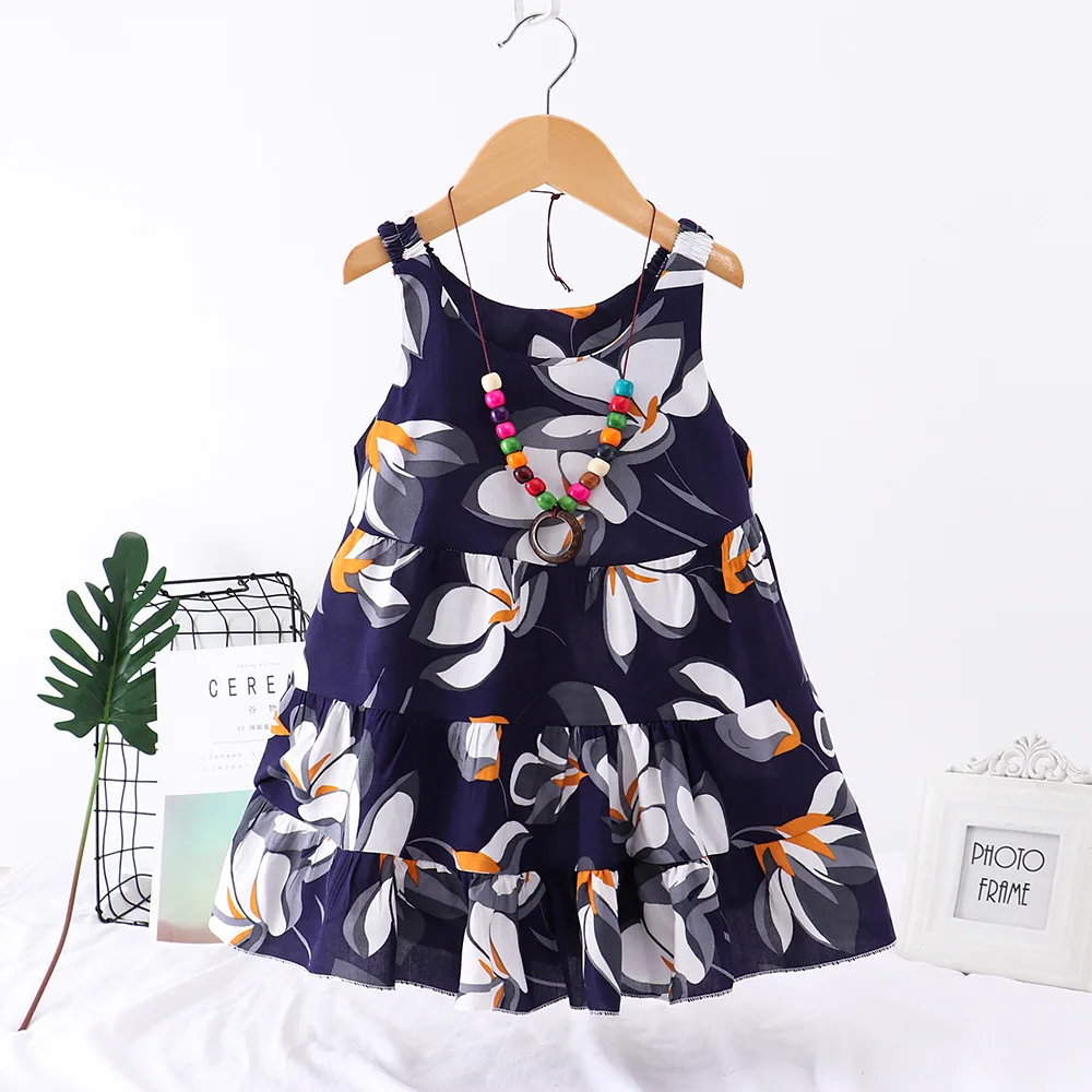 2-6Y baby summer clothes toddler girl dresses 2019 floral dress for kids girls robe fille free children necklace | Детская одежда и