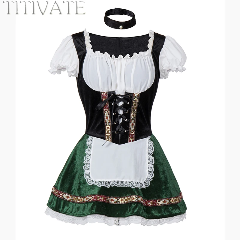 Tivate взрослых пиво oktoberfest девушка костюм горничной Wench Германии Bavarian нарядное