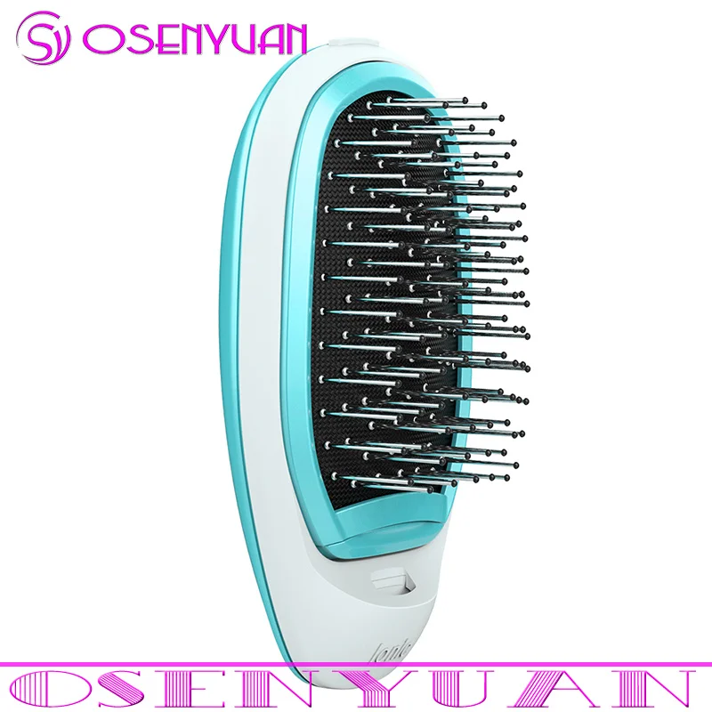 Electric comb blue Портативная электрическая ионная расческа для волос с отрицательными ионами, выпрямитель для волос, массаж головы, антистатические прямые расчески для волос, для укладки волос - Цвет: Electric comb blue