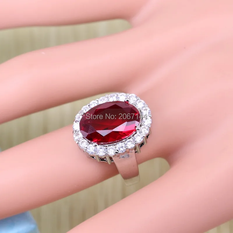 Выборочное серебро 925 пробы красный гранат набор украшений для женщин