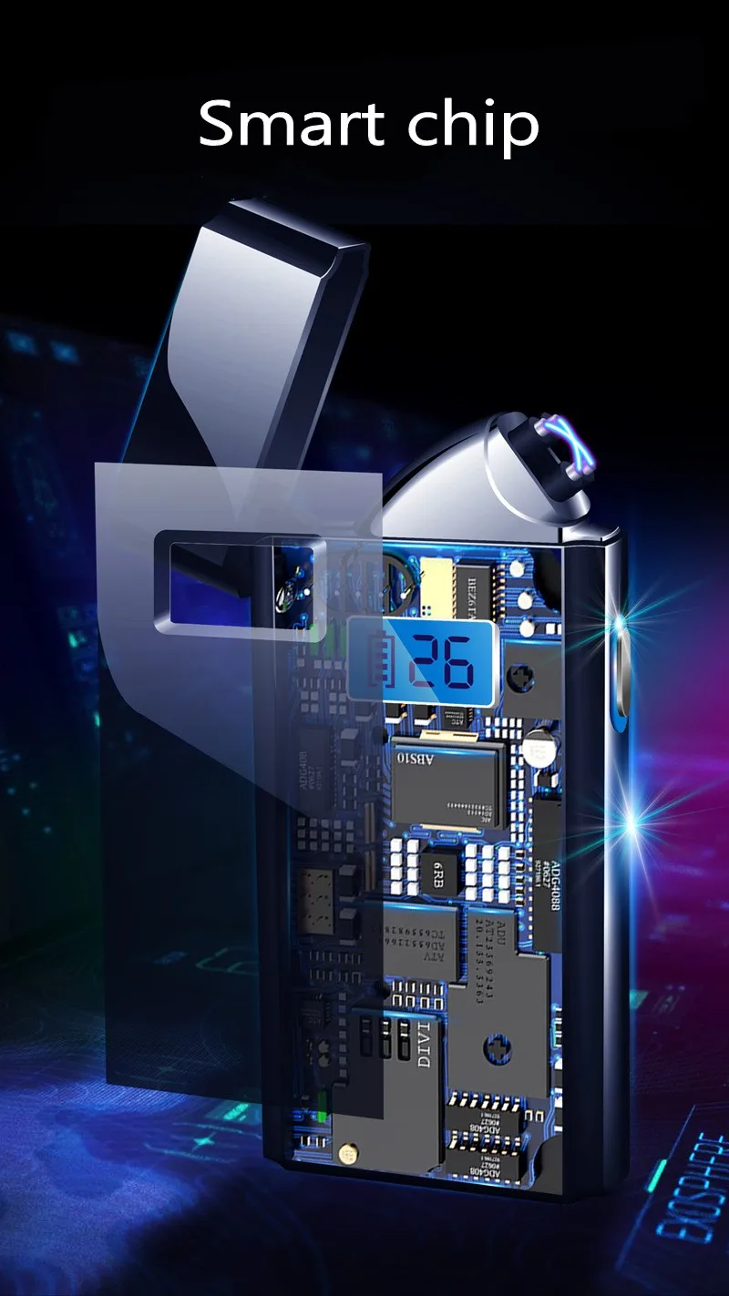 Новейший светодиодный цифровой дисплей USB Зажигалка для сигарет металлическая