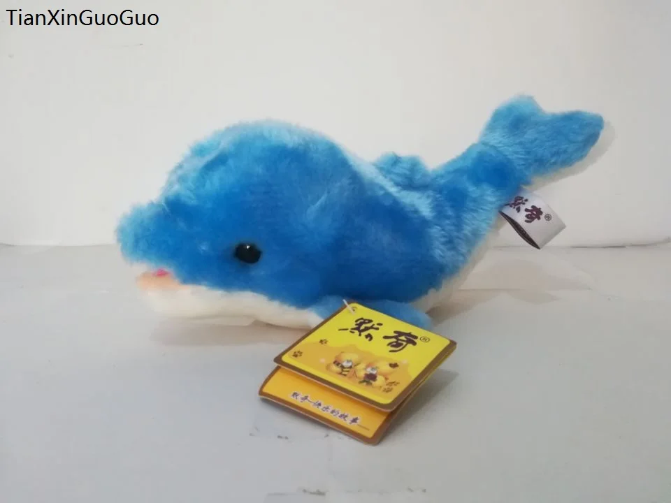

about 27cm blue cartoon dolphin plush toy soft doll birthday gift s2118