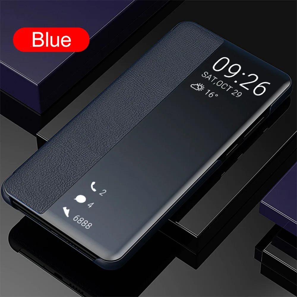 Синий Kisscase флип-чехлы с умным окном чехол для huawei P30 P10 P20 Pro Lite Роскошный кожаный чехол для телефона для huawei Mate 9 10 20 Pro Funda - Цвет: Синий