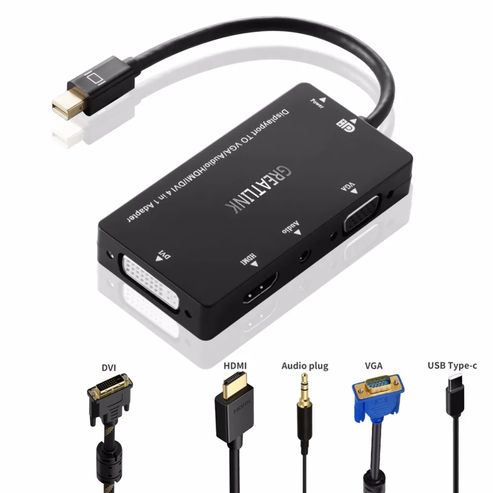 Кабель адаптер Mini Displayport DP HDMI VGA DVI Audio Thunderbolt совместимый с 1080P для Apple Macbook Air Pro Surface