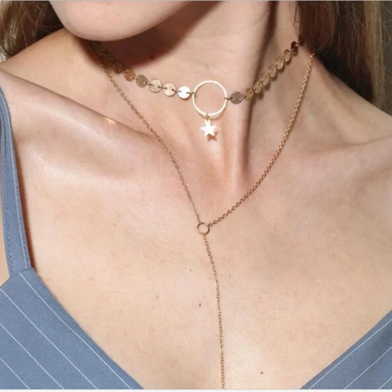 Ожерелье тимли N013 ожерелье ручной работы в стиле панк звезды с блестками и