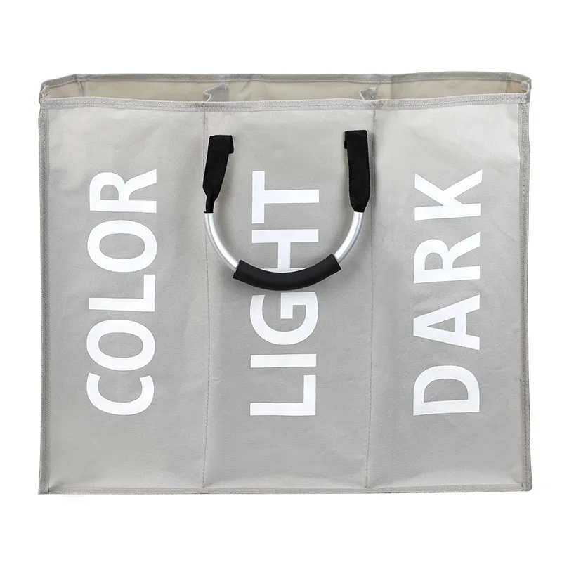 Three Grid Folding Storage Laundry Baskets Washing Dirty Cloth Toy Bra Bin Hamper Oxford Bathroom Sorter Bags | Дом и сад