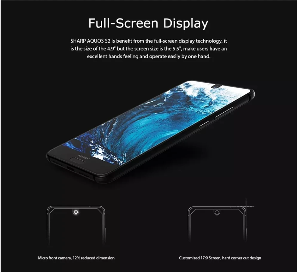 Смартфон SHARP AQUOS C10 S2, 4 Гб+ 64 ГБ, face ID, 5,5 '', FHD+ Snapdragon630, четыре ядра, Android 8,0, 12 МП, 2700 мА/ч, мобильный телефон