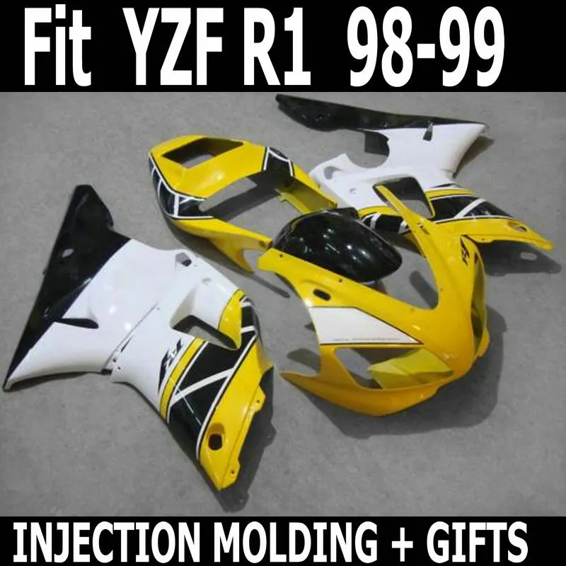 

Желтый 100% подходит для инъекций часть мотоцикла YAMAHA R1 98 99 обтекатель комплект YZF R1 1998 1999 средства ухода за кожей обтекатель