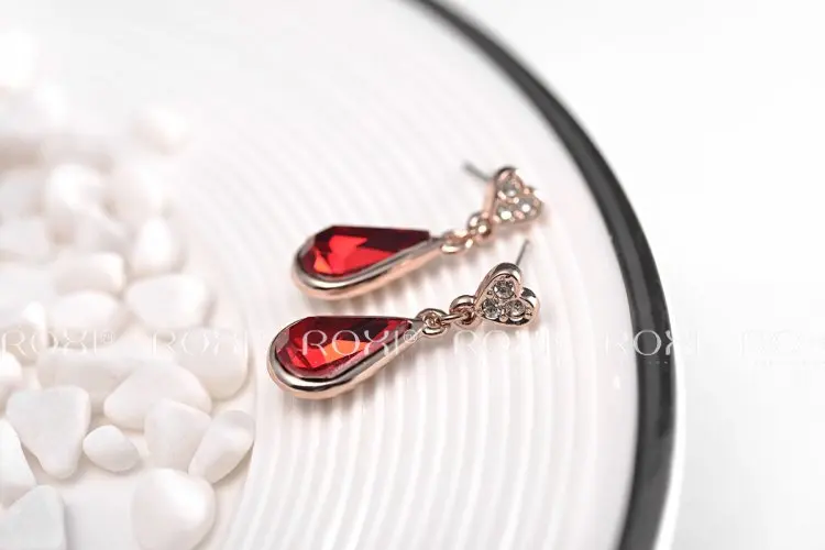 18K Gold Plated High Qulity CZ Latest Red Earring|earrings antique|gold filled hoop earringsearrings fish |