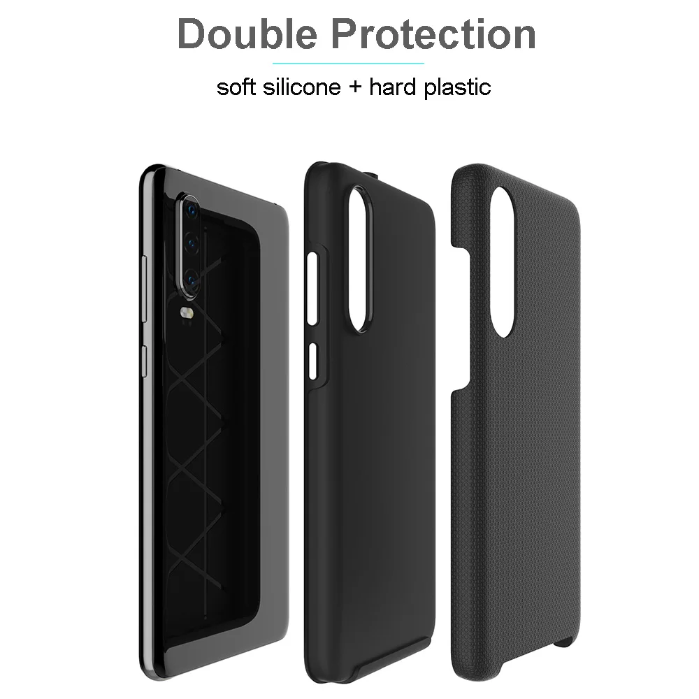 Чехол для Huawei P30 Pro P20 Lite бронированный ТПУ + ПК Двухслойный ударопрочный чехол