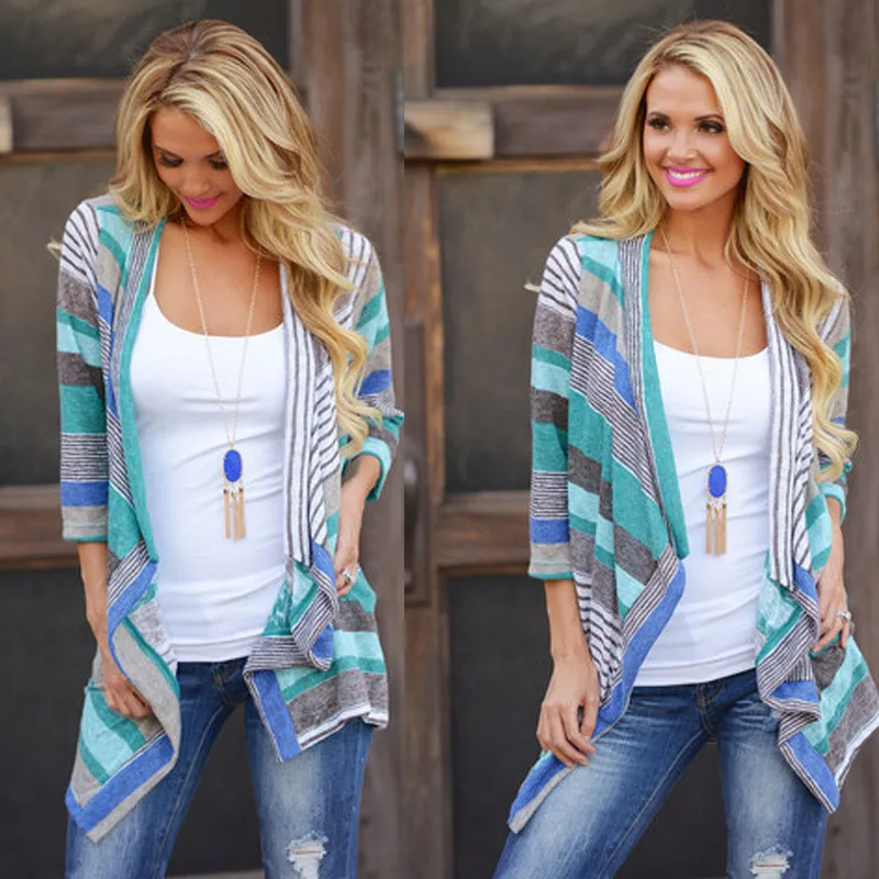 Одежда для беременных модная Осенняя кофта контрастных цветов в полоску