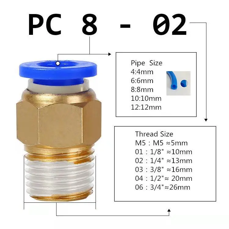 10 шт. пневматический соединитель прямой через внешнюю резьбу серии PC 10/12/14/16