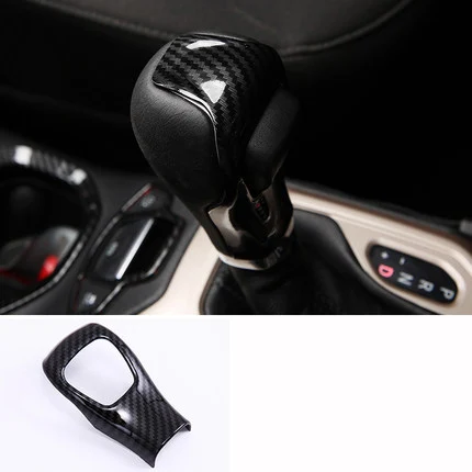 Gear Knob Cover Углеродное волокно цвет ручной обрезки держатель стакана воды оболочка рукоятки рычага переключения передач хром автомобиль Стайлинг для Jeep Renegade аксессуары - Название цвета: Gear Knob Cover