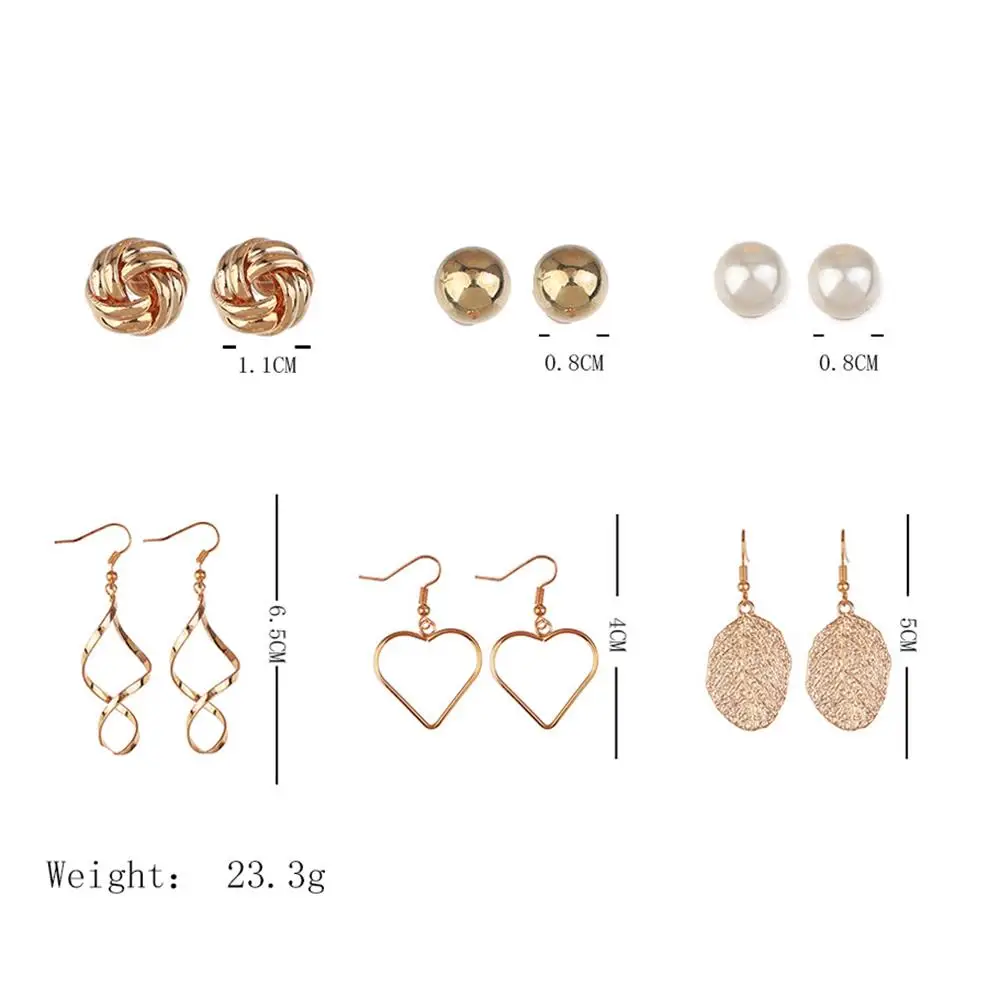 12 Pcs/Set Fashion Women Earrings Pearl Flower Leaf Heart Geometry Pendant Gold Earring Set Glamour Lady Jewelry Accessories | Украшения и