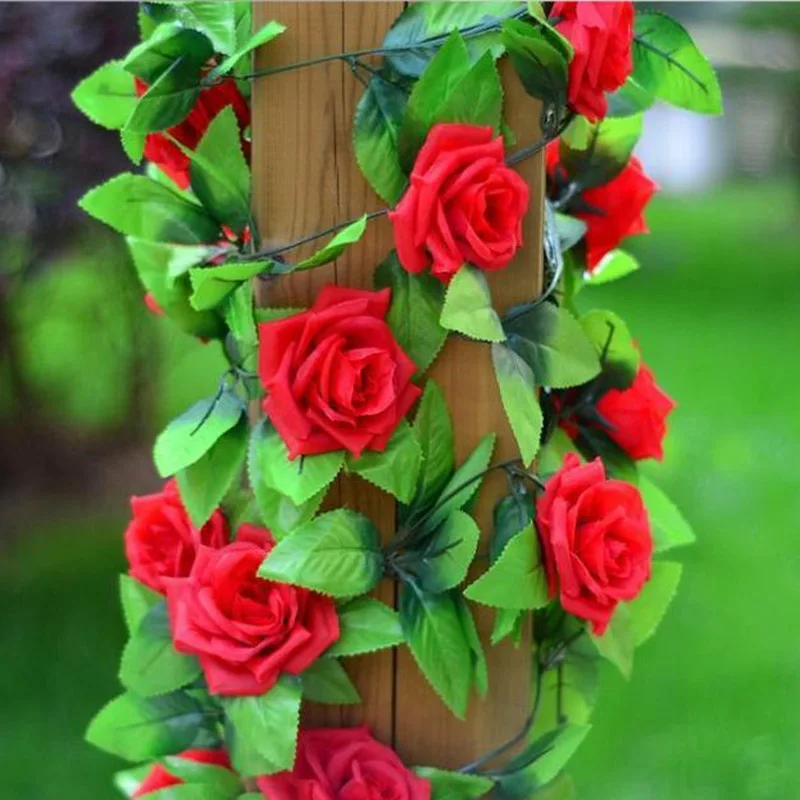 Adeeing 9 футов искусственные Искусственные Шелковые Розы Плющ лоза висячая