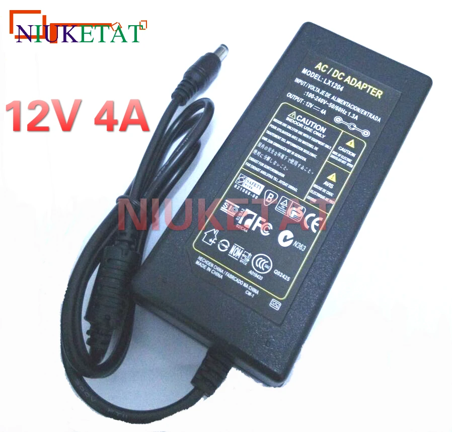 1pcs LX1204 AC 100-240V to DC 12V 4A 48W Power Adapter Switching Power Supply 12V4A Charger For RGB LED Strips Light