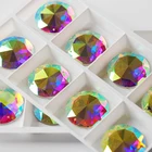 Детали для шитья с двумя отверстиями, зеркальные Стразы для шитья, круглые стразы с плоской задней стороной, украшения для фотографий