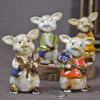 4pcs cute pig ceramic home decor ornaments figurines crafts lovely musical instruments pigs funny porcelain piggy decorations
