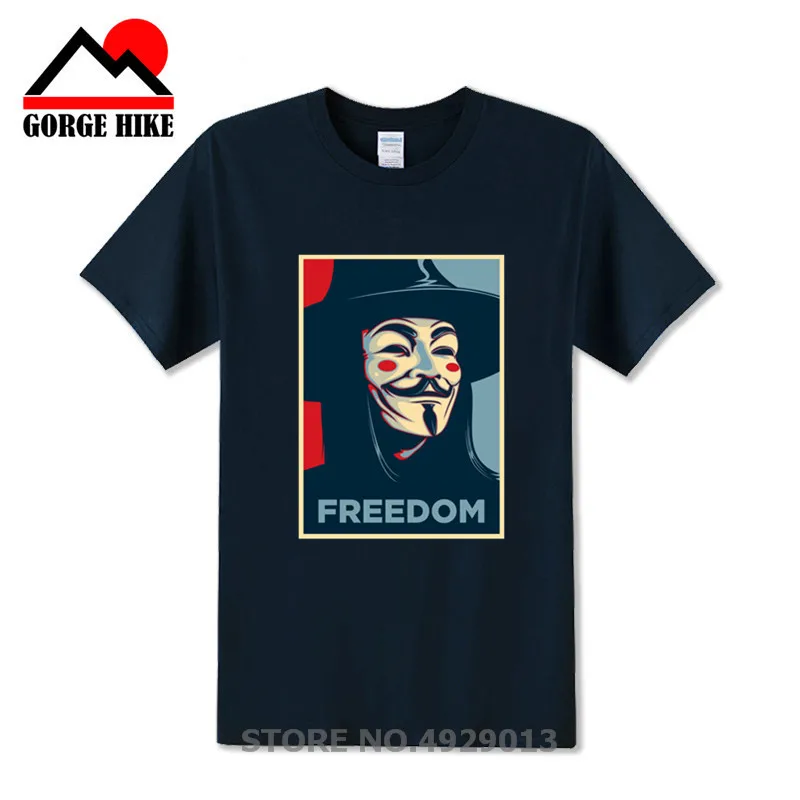 V для Vendetta черная футболка анонимированная маска Guy Fawkes вдохновленная свобода