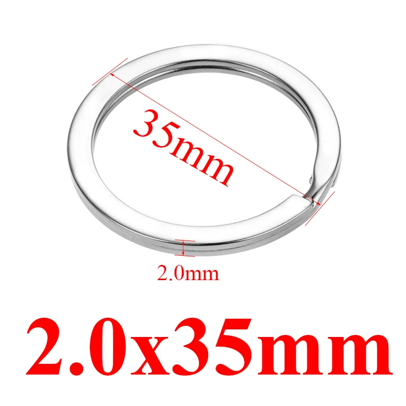 2.0x35mm Aiovlo 20 шт./лот, брелок для ключей из нержавеющей стали, плоский держатель для ключей, раздельные кольца брелоки, аксессуары для изготовления ювелирных изделий DIY - Цвет: 2.0x35mm