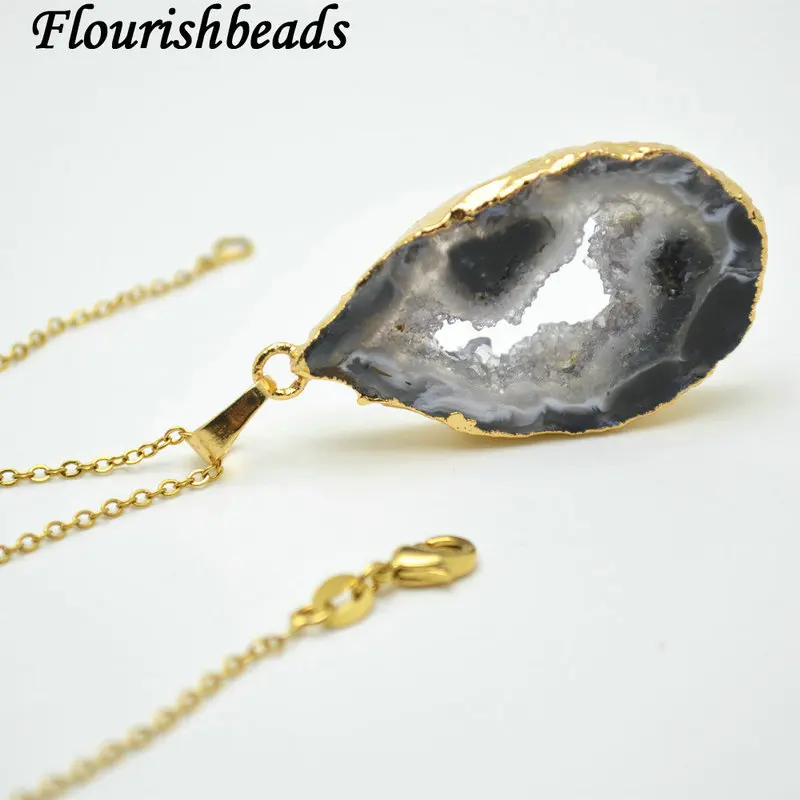 Natural Geode Drusy Agate Slice Stone Pendant Fashion Jewelry Supplies | Украшения и аксессуары