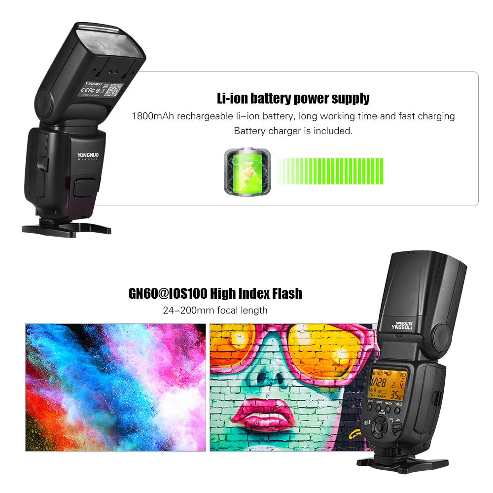 Беспроводная вспышка Yongnuo YN860Li светильник для литиевой батареи Canon Nikon Sony