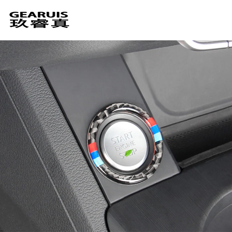 Автомобильный Стайлинг кнопка запуска наклейка из углеродного волокна для Audi A4 B9